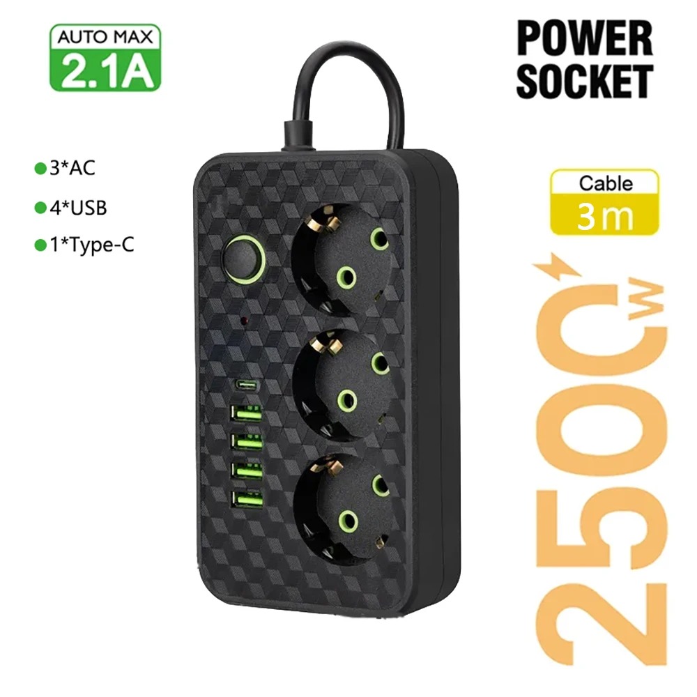 EU Plug Outlet 4 Sockets Electrical Socket No Extension Cord With USB Type-C Ports Two specifications
